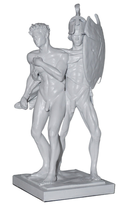 Achilles Patroclus Statue, White Matte Greek Mythology Sculpture, Classical Decor