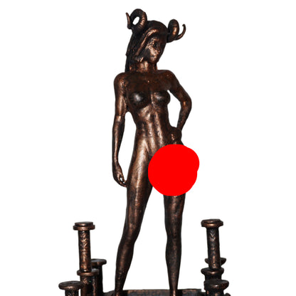 Trans Cambion Demon Statue | Transgender Demon Sculpture | Horned Fantasy Figure | Greek Pillar Base | LGBTQ+ Art | Gothic Mythology Decor