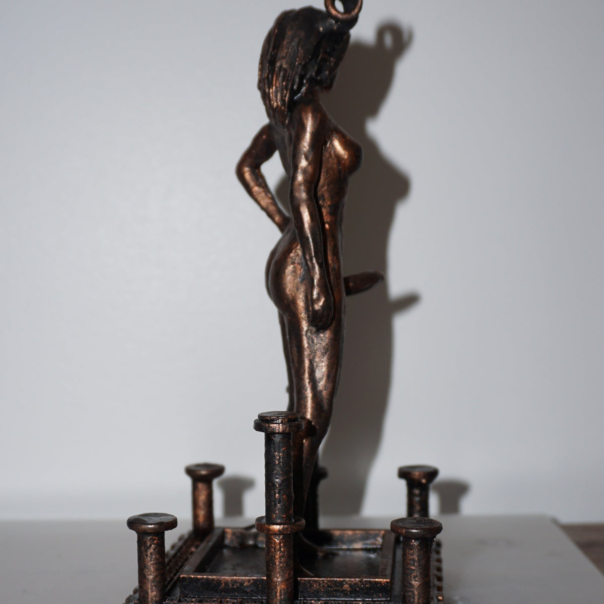 Trans Cambion Demon Statue | Transgender Demon Sculpture | Horned Fantasy Figure | Greek Pillar Base | LGBTQ+ Art | Gothic Mythology Decor