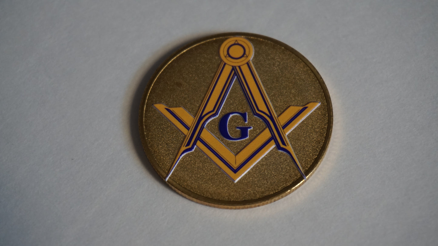 Masonry Guild Coin | Masonic Inspired Challenge Coin | Freemason Symbol Collectible | Gold Silver Rose Gold Finish | Fraternal Keepsake