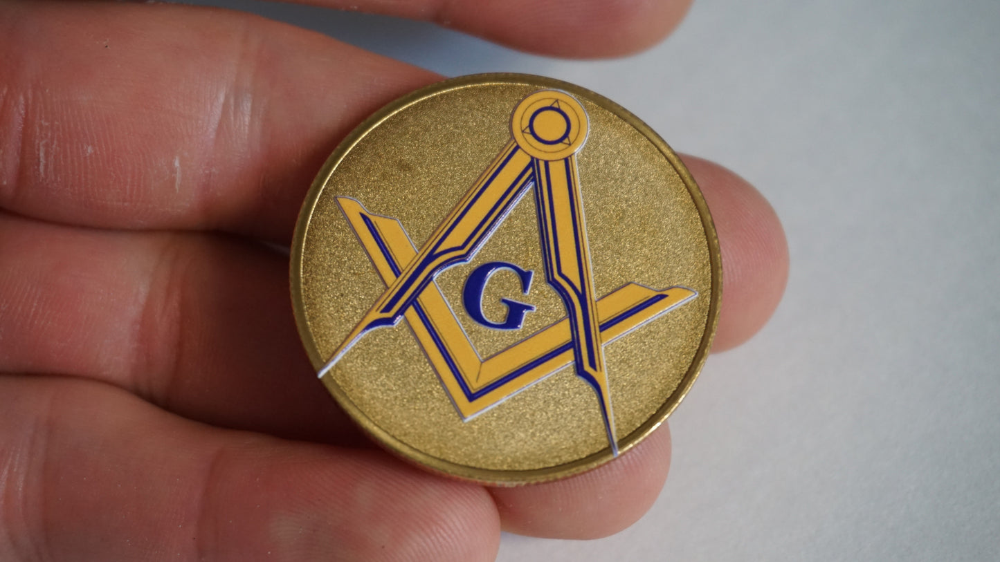 Masonry Guild Coin | Masonic Inspired Challenge Coin | Freemason Symbol Collectible | Gold Silver Rose Gold Finish | Fraternal Keepsake