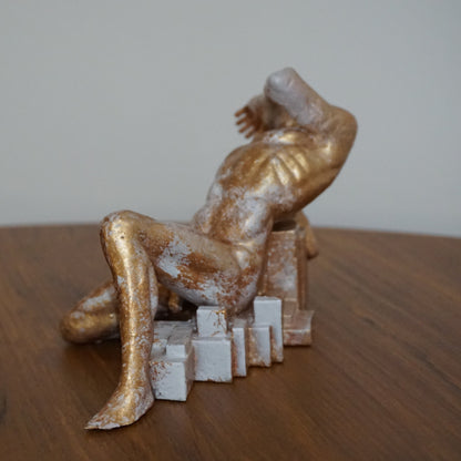 The Light Embrace | Nude Male Statue Blinded by the Sun | Classical Male Sculpture | Figurative Art | Dramatic Greek Inspired Decor
