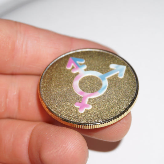 Transgender Symbol Coin | Trans Pride Collectible Coin | Transgender Gift | LGBTQ Pride Token | Trans Symbol Keepsake | Pride Coin
