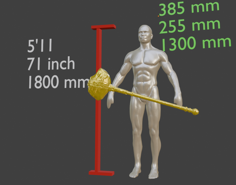 Stalhrim Great Mace Miniature, ABS Resin, 1:2 to 1:16 Scales