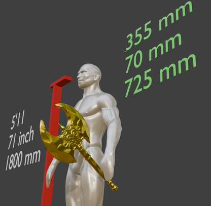 Miniature War Axe, Stalhrim Miniature, 1:2 to 1:16 Scale, ABS Resin