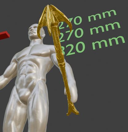 Miniature Elven Mace, ABS Resin Miniature, 1:2 to 1:16 Scale Options