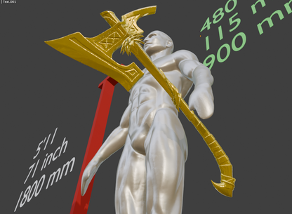 Nordic War Axe Miniature, 1:12 Scale ABS Resin Tabletop Display