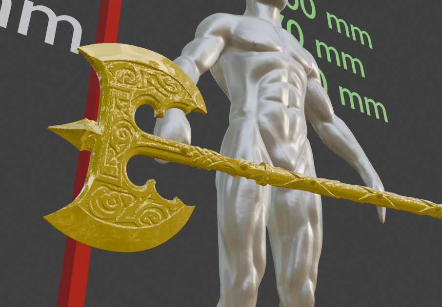 Miniature Great Axe, Steel Miniature Format, 1:2 to 1:16 Scale Options