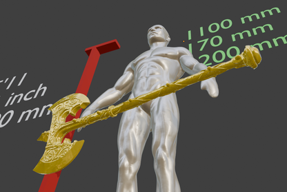 Miniature Great Axe, Steel Miniature Format, 1:2 to 1:16 Scale Options