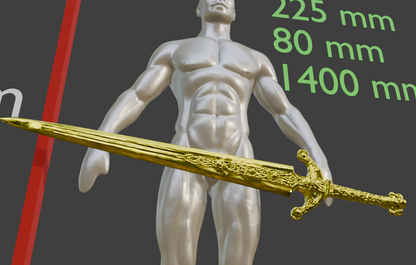 Ordovis Greatsword Miniature, ABS Resin, 325mm Display Option