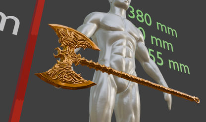Miniature Fantasy Axe, Mini Rueful Design, ABS Resin, Display or Game Use