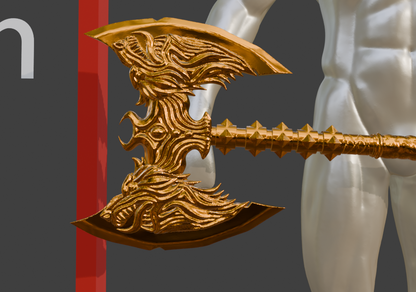 Miniature Fantasy Axe, Mini Rueful Design, ABS Resin, Display or Game Use