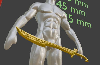 Nordic Sword Miniature, Short Design ABS Resin, 1:2 to 1:16 Scale