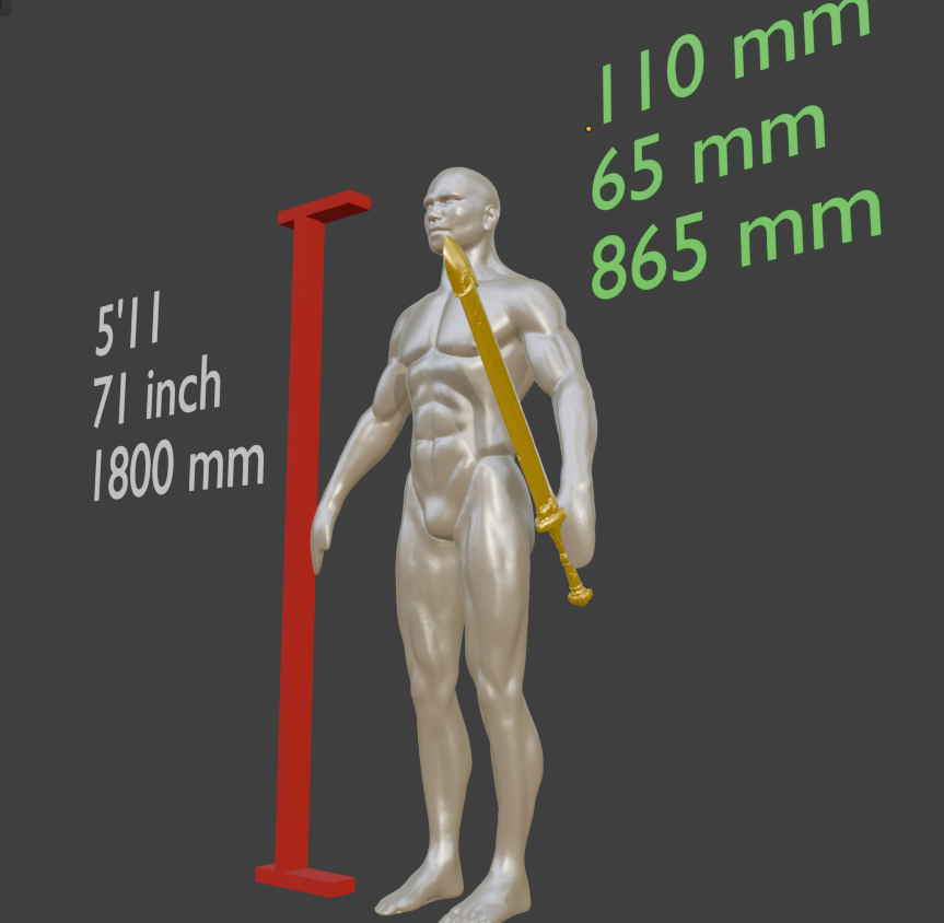 Miniature Stone Sword, Sheathed Miniature Format, ABS Resin
