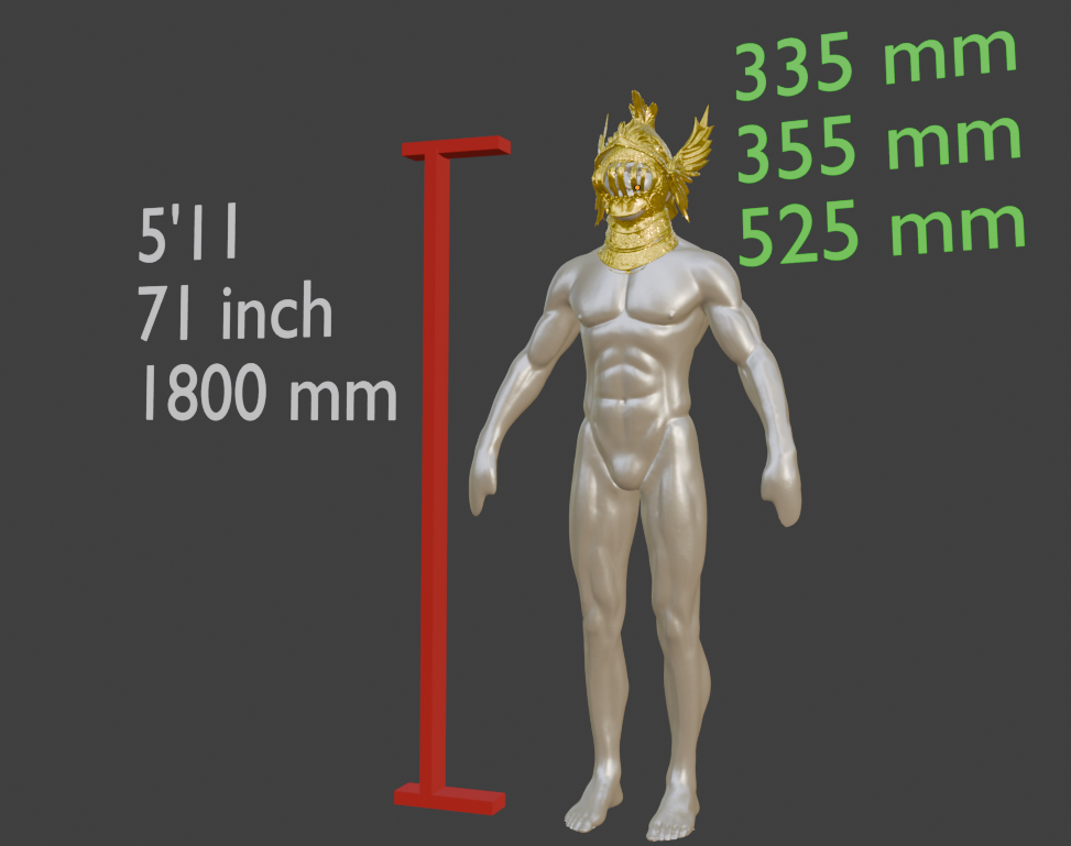 Cleanrot Knight Helm Replica, Miniature Format, 1:2 to 1:16 Scales