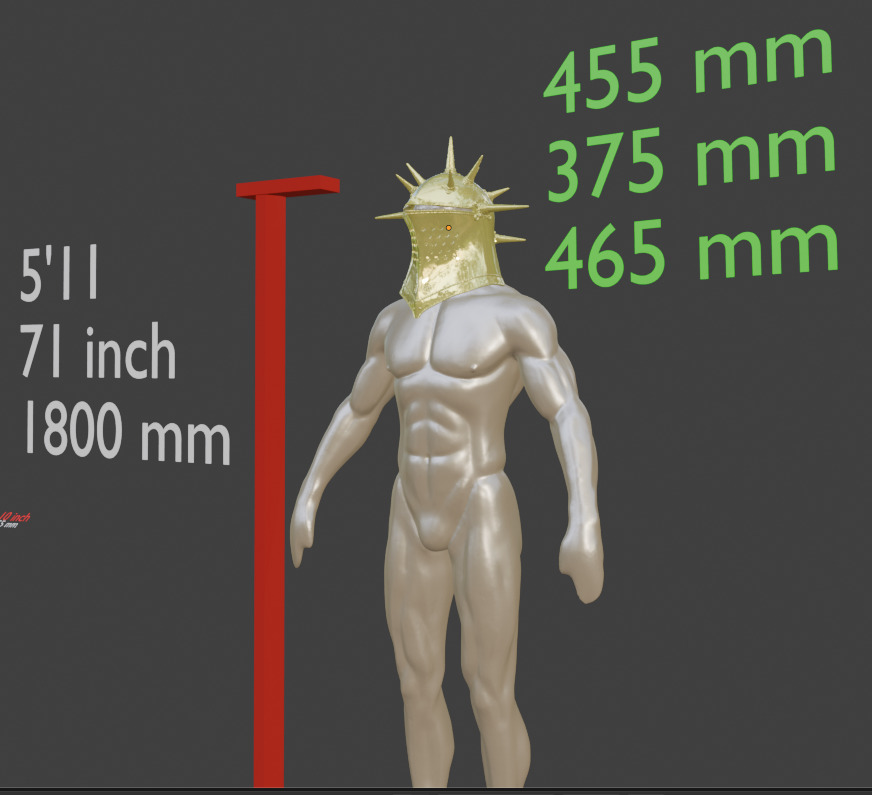 Miniature Knight Helmet Replica, Elite Spiked Design, 1:2 to 1:16 Scales
