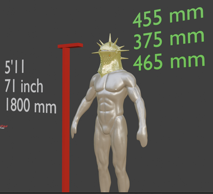 Miniature Knight Helmet Replica, Elite Spiked Design, 1:2 to 1:16 Scales