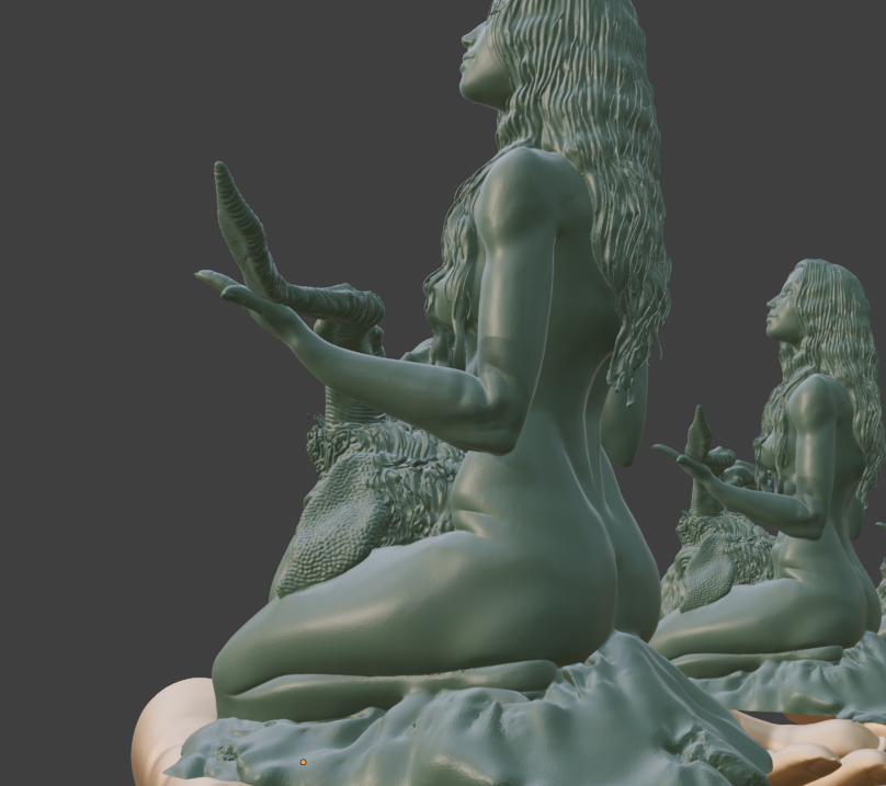 Occult Goat Statue, Female Figure with Severed Head, Gothic Ritual Sculpture
