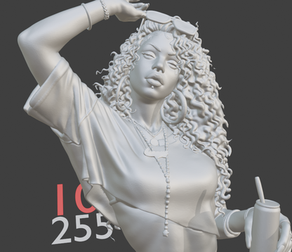 Female Gamer Bust, Miami Crime Game Inspired Cover Girl Statue, Collector Display Decor