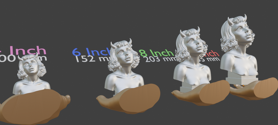 Demon Woman Bust, Horned Female Sculpture in Multiple Colors & Sizes
