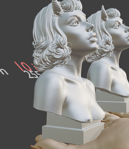 Demon Woman Bust, Horned Female Sculpture in Multiple Colors & Sizes