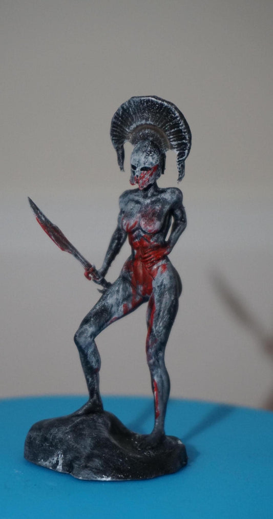 Wounded Hoplite Statue, Endure Swordswoman Sculpture, 3-30 Inch Sizes