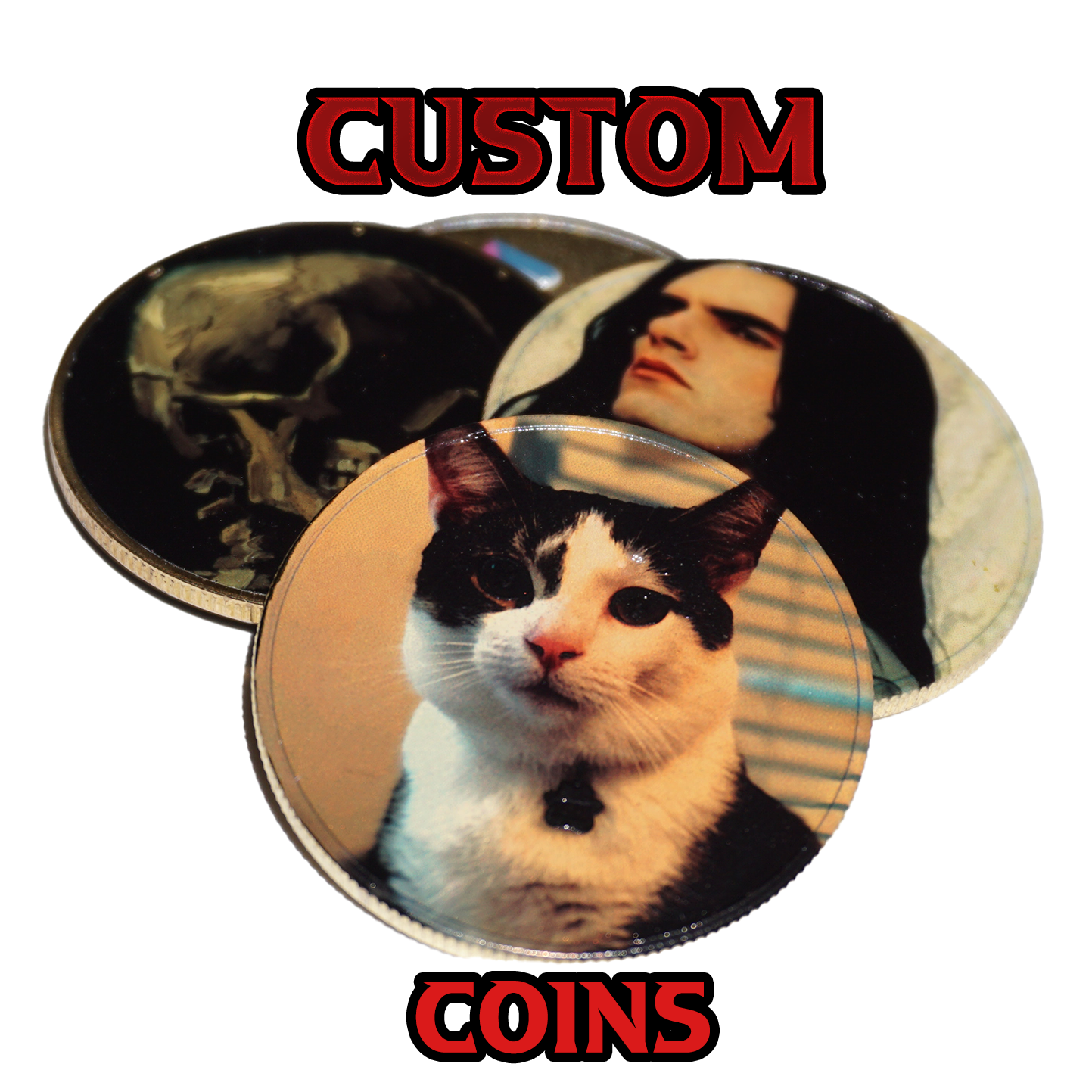 Custom Engraved Brass Coin Photos and text