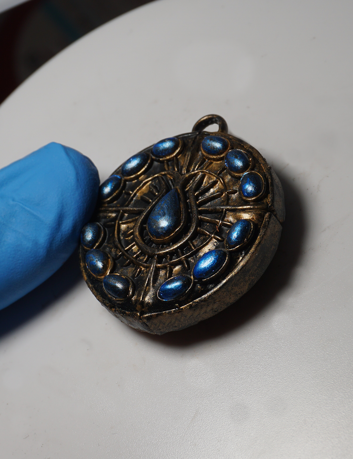 Cerulean amber Talisman 3 Jewelry piece