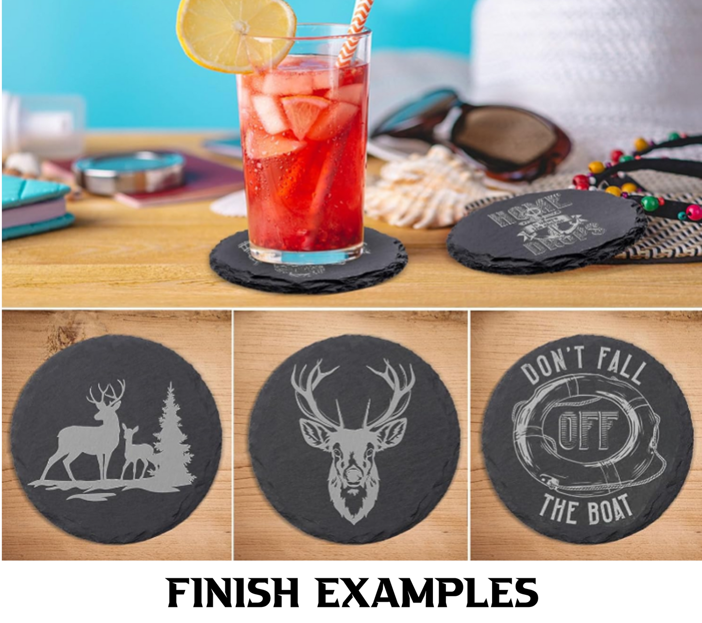 666 Mark of the beast Slate Coaster Anti Slip Legs Laser Engraved