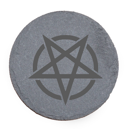 Satanic Slate Coaster Anti Slip Legs Laser Engraved