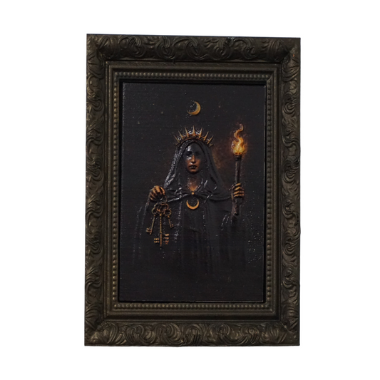 Hecate Relief Wall Art | Greek Goddess Hekate Framed Artwork | Goddess of Witchcraft Decor | Dark Academia Wall Art | Custom Frame Color