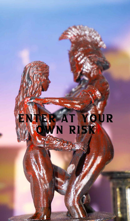 Female Gladiator Sculpture, Two Females Statue By Night Moth Creations