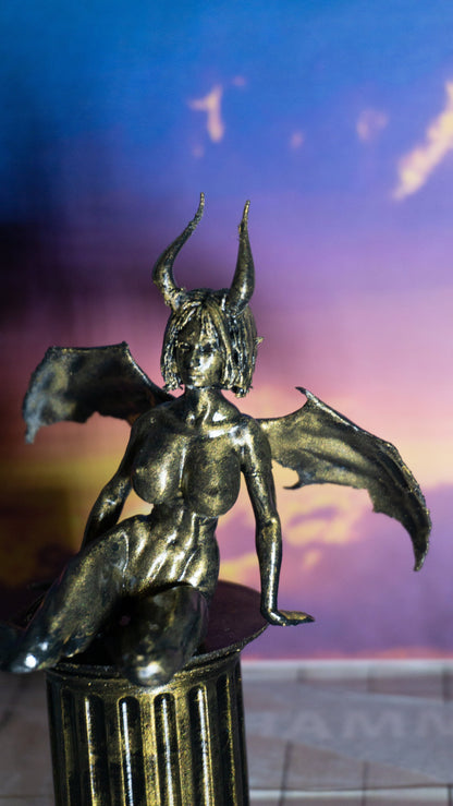 Demonic Succubus Statue, 3D Printed PLA Sculpture, Tabletop Decoration