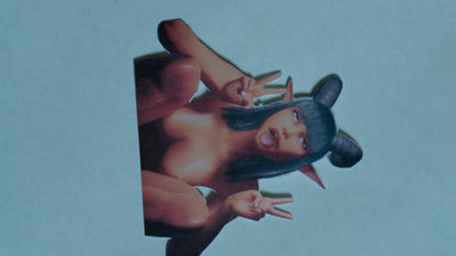 Demon Girl Peace sign Erotic Sticker