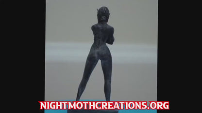 Spirit of Shadows – Nude Woman with Oni Mask Statue
