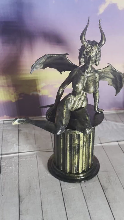 Demonic Succubus Statue, 3D Printed PLA Sculpture, Tabletop Decoration